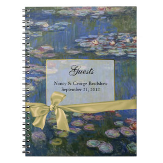 Pretty Water Lilies Wedding Guest Sign In Notebook