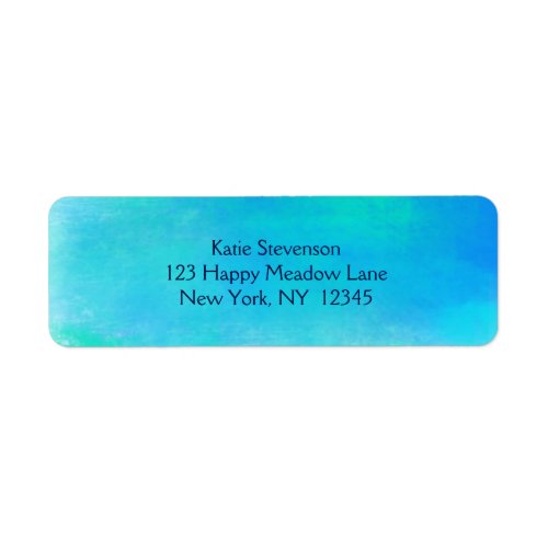 Pretty Watercolor Abstract In Aqua Green and Blue Label