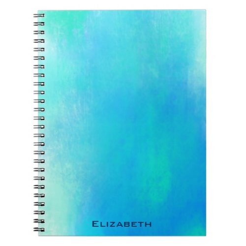 Pretty Watercolor Abstract In Aqua Green and Blue Notebook