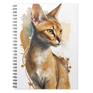 PRETTY WATERCOLOR ABYSSINIAN CAT NOTEBOOK