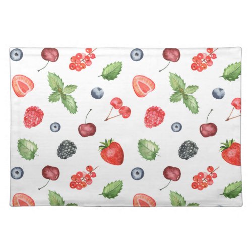 Pretty Watercolor Berry Pattern Cloth Placemat