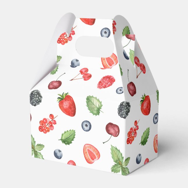 Pretty Watercolor Berry Pattern Favor Boxes (Front Side)