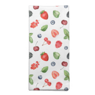 Pretty Watercolor Berry Pattern Kitchen Cloth Napkin
