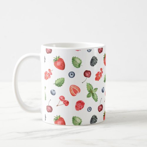 Pretty Watercolor Berry Pattern Kitchen Coffee Mug