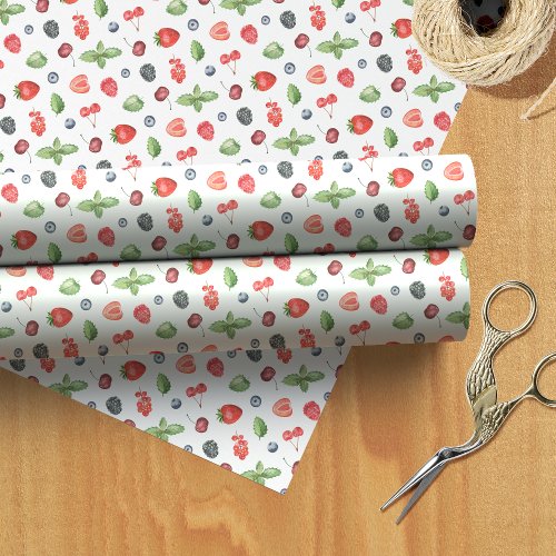 Pretty Watercolor Berry Pattern Wrapping Paper