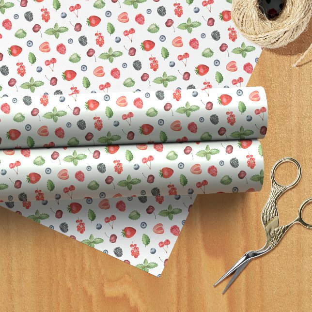 Pretty Watercolor Berry Pattern Wrapping Paper (Creator Uploaded)