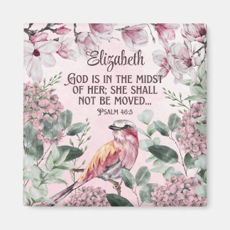 Pretty Watercolor Bird Flowers Christian Scripture Magnet