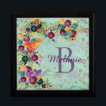 Pretty Watercolor Birds and Flowers Personalised Gift Box<br><div class="desc">Colorful watercolor painting of birds almost camouflaged in a garden of flowers. Personalise with name and initial.</div>