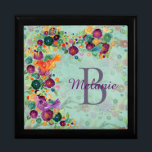 Pretty Watercolor Birds and Flowers Personalised Gift Box<br><div class="desc">Colorful watercolor painting of birds almost camouflaged in a garden of flowers. Personalise with name and initial.</div>
