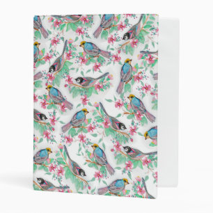 Pretty watercolor birds spring floral paint mini binder