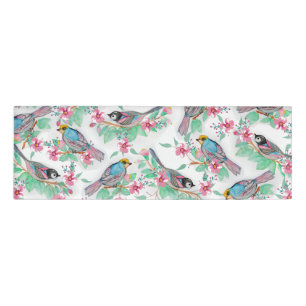 Pretty watercolor birds spring floral paint name tag
