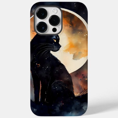 PRETTY WATERCOLOR BLACK CAT WITH A FULL MOON Case_Mate iPhone 14 PRO MAX CASE