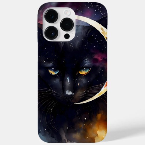 PRETTY WATERCOLOR BLACK CAT WITH A FULL MOON Case_Mate iPhone 14 PRO MAX CASE
