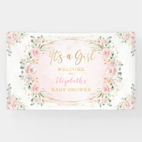Pretty Watercolor Blush Floral Baby Girl Shower