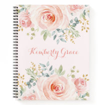 Pretty Watercolor Blush Pink Floral Boho Roses Notebook Pretty Watercolor Blush Pink Floral Boho Roses Notebook