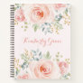 Pretty Watercolor Blush Pink Floral Boho Roses Notebook
