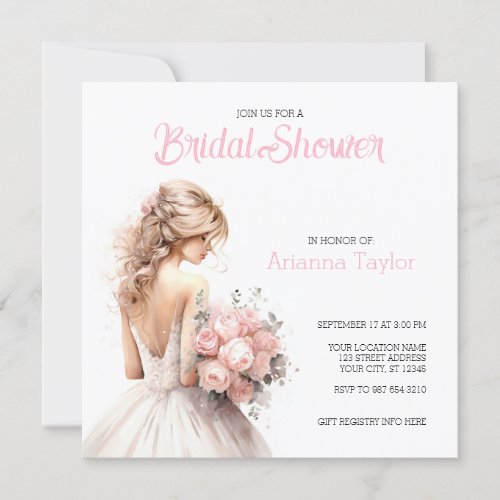 Pretty Watercolor Bridal Shower Invitation