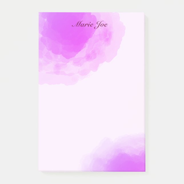 Pretty Watercolor Brush Stroke  Splatter Purple Post-it Notes (Front)