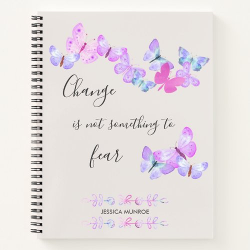 Pretty Watercolor Butterflies Personalized Notebook