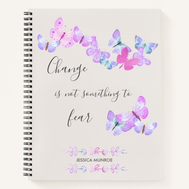 Pretty Watercolor Butterflies Personalized Notebook (Front)