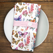 Pretty Watercolor Butterfly Floral Garden Pattern Cloth Napkin at Zazzle