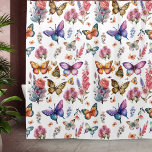 Pretty Watercolor Butterfly Floral Garden Pattern Shower Curtain at Zazzle