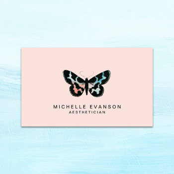 Pretty Watercolor Butterfly Logo Blush Pink Business Card by whimsydesigns at Zazzle