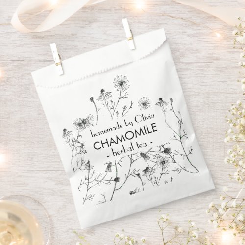 Pretty Watercolor Chamomile Homemade Tea  Favor Bag