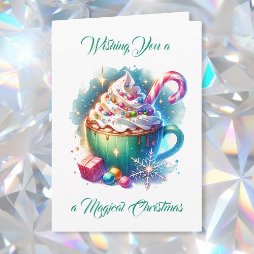 Pretty Watercolor Christmas Cup of Hot Cocoa Card