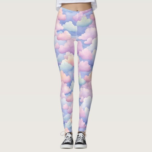 Pretty Watercolor Clouds Leggings