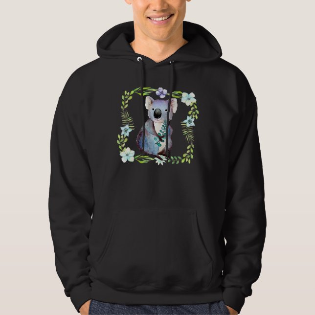 Pretty Watercolor Cute Koala Hoodie (Front)