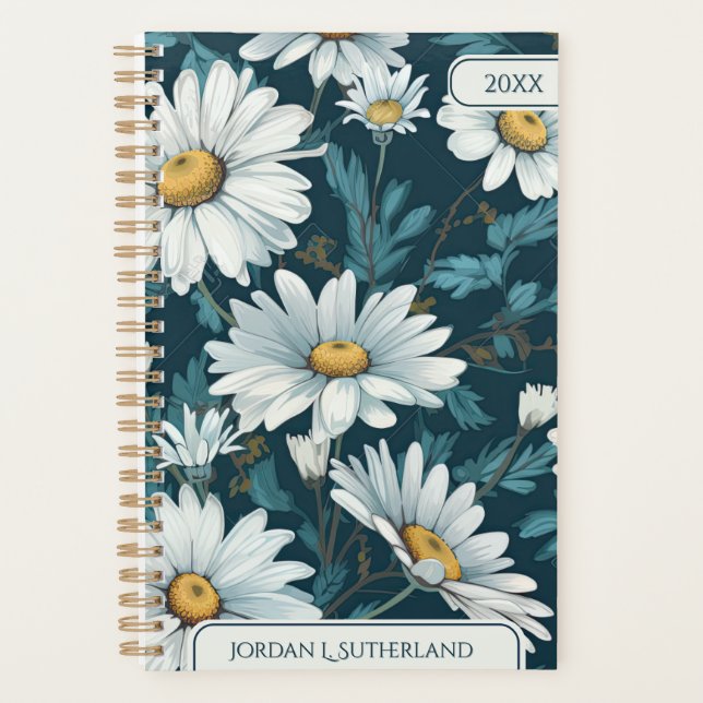 Pretty Watercolor Daisy Personalized Logo Planner (Front)