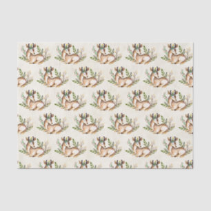 Pretty Watercolor Deer Laying Down Boho Pattern Tissue Paper
