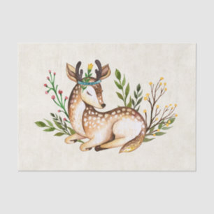 Pretty Watercolor Deer Laying Down Boho Tissue Paper
