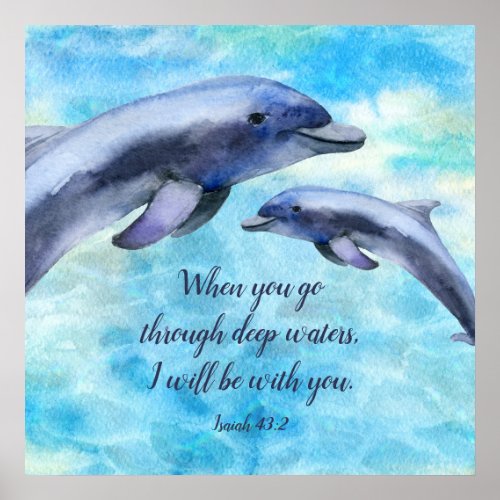 Pretty Watercolor Dolphins Poster