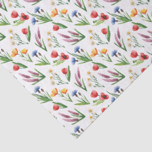 Pretty Watercolor Dutch Still Life Wildflowers Tissue Paper