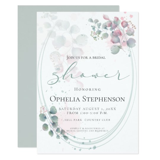 Pretty Watercolor Eucalyptus Foliage Bridal Shower Invitation