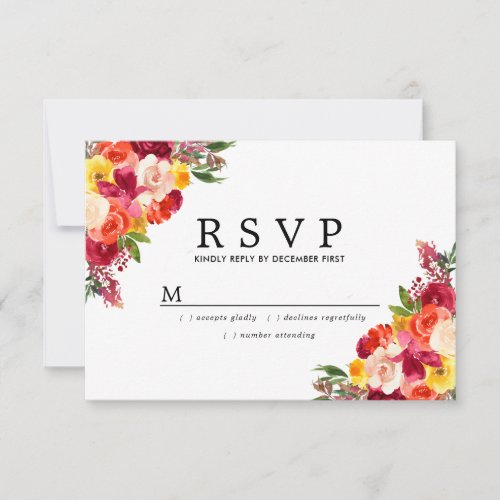 Pretty Watercolor Floral 100th Birthday Party  RSVP Card