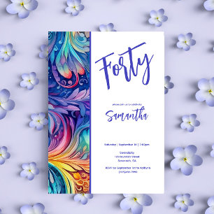 Pretty Watercolor Floral 40th Birthday Invitation