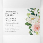 Pretty Watercolor Floral All-In-One Wedding Tri-Fold Invitation (Inside Middle)