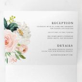 Pretty Watercolor Floral All-In-One Wedding Tri-Fold Invitation (Inside First)