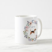 Pretty Watercolor Floral | Beagle Dog Coffee Mug (Front Right)