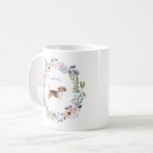 Pretty Watercolor Floral | Beagle Dog Coffee Mug (Front Left)