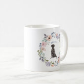 Pretty Watercolor Floral | Black Lab Dog Coffee Mug (Front Right)