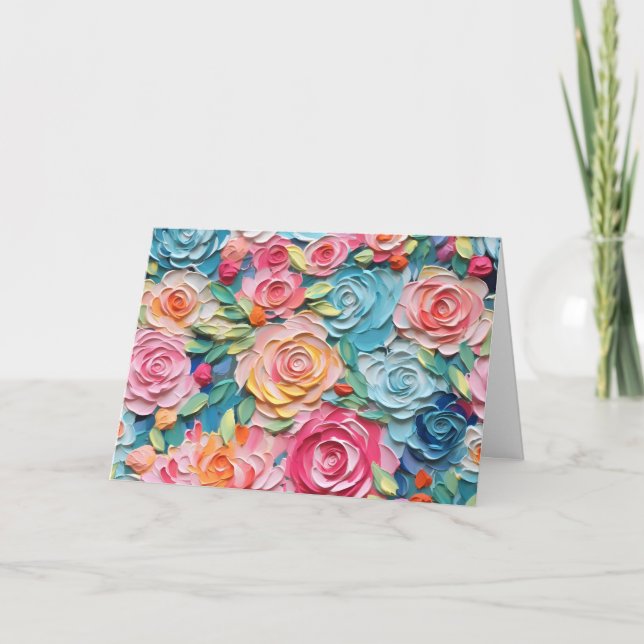 Pretty Watercolor Floral Blank Note Card (Front)