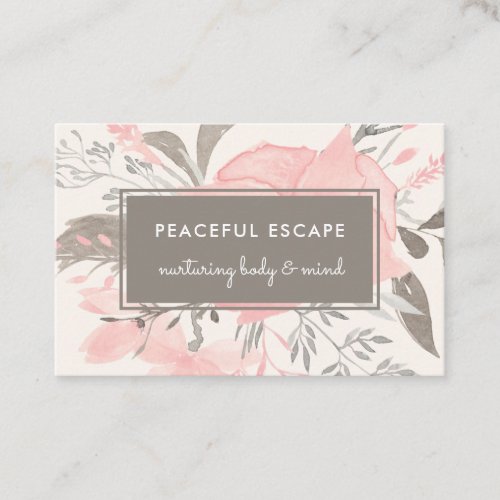 Pretty Watercolor Floral Blush and Taupe Business Card