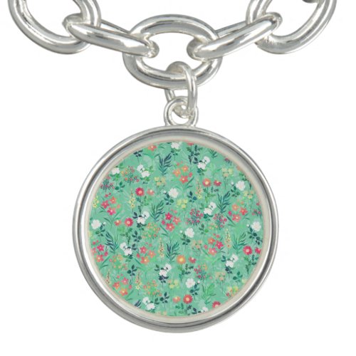Pretty Watercolor Floral Botanical Green Pattern Bracelet