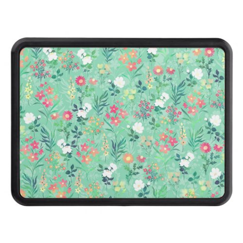 Pretty Watercolor Floral Botanical Green Pattern Hitch Cover