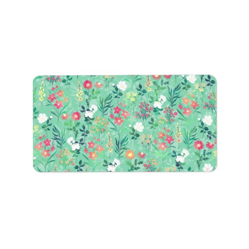 Pretty Watercolor Floral Botanical Green Pattern Label