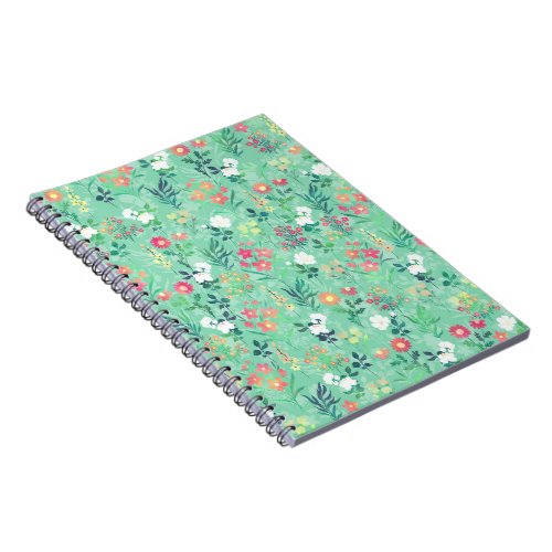 Pretty Watercolor Floral Botanical Green Pattern Notebook